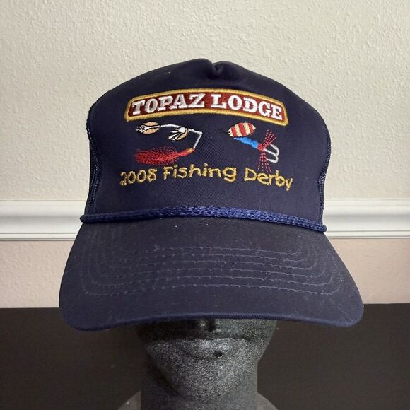 Other - Vintage 2008 Topaz Lodge Fishing‎ Derby Blue Snapback Trucker Hat Rope Cap Lures
